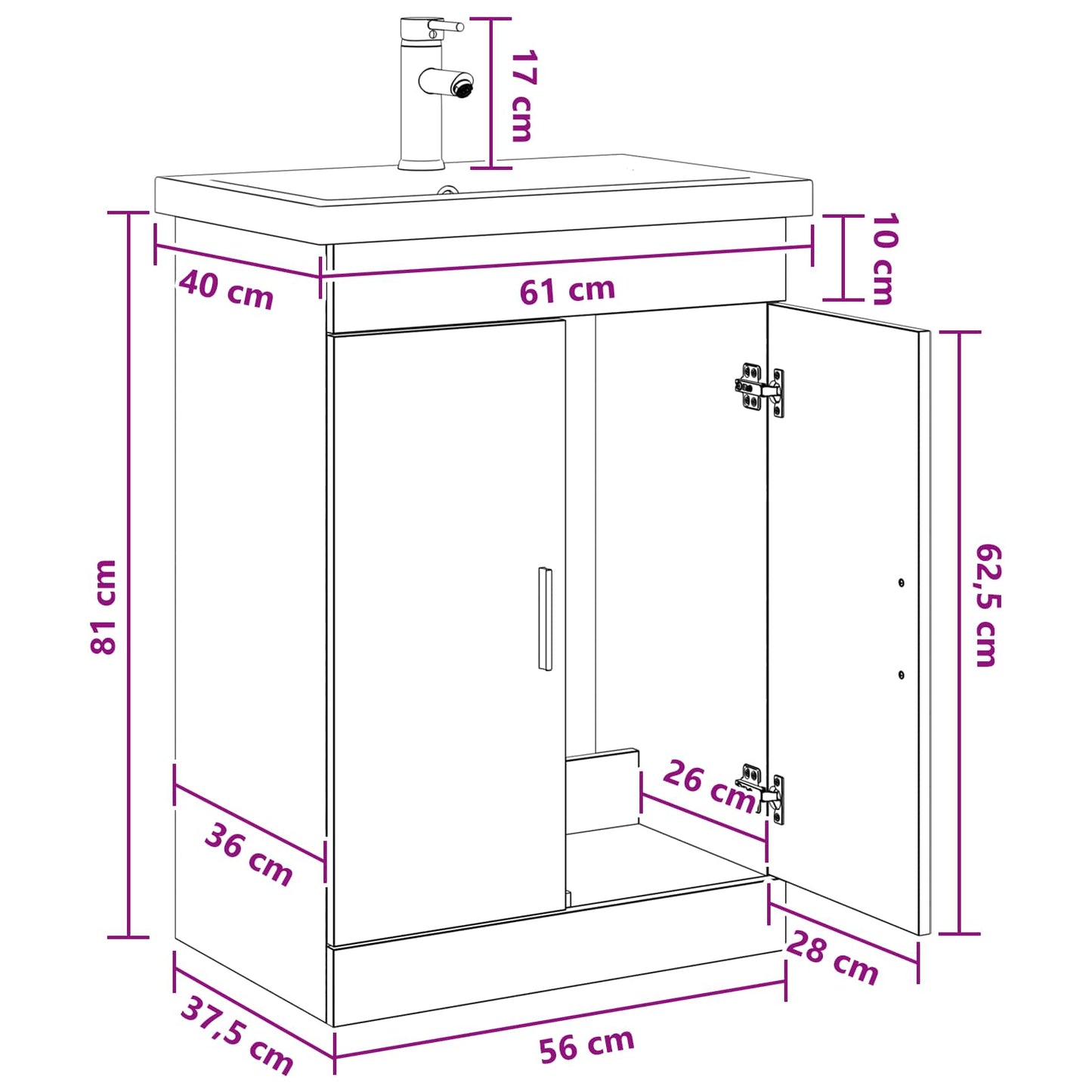 vidaXL Σετ Επίπλων Μπάνιου Παλαιωμένο ξύλο 61 x 40 x 84,5 εκ