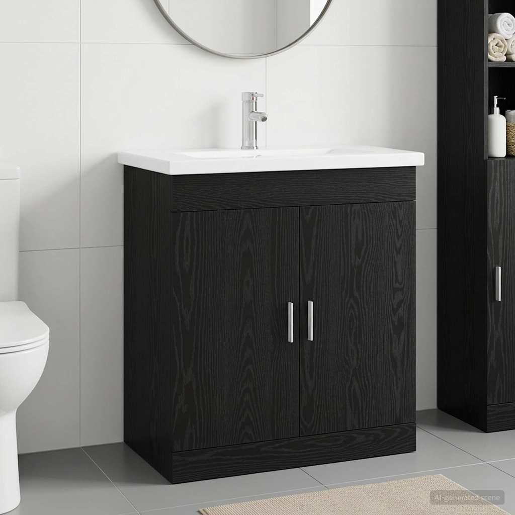 vidaXL Σετ Επίπλων Μπάνιου Μαύρη Δρυς 81 x 40 x 84,5 εκ