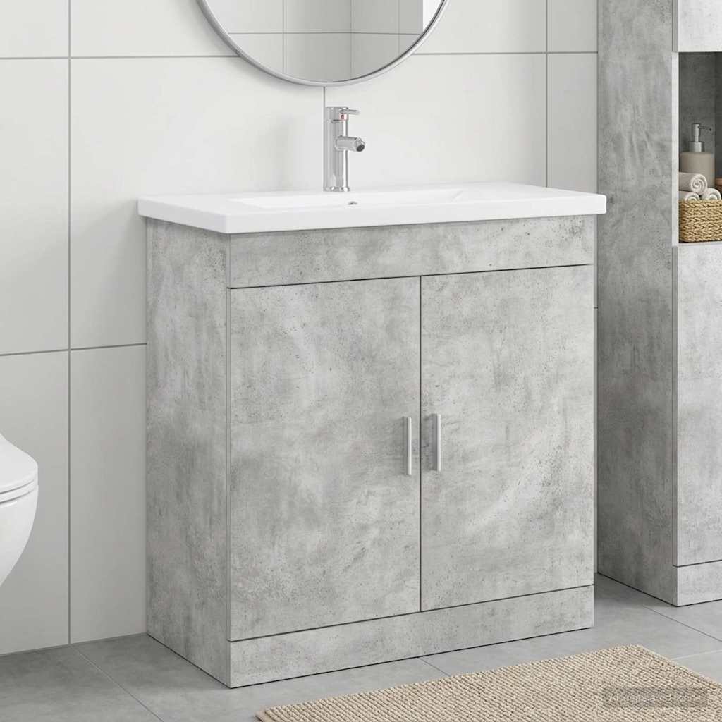 vidaXL Σετ Επίπλων Μπάνιου Γκρι Σκυροδέματος 81 x 40 x 84,5 εκ