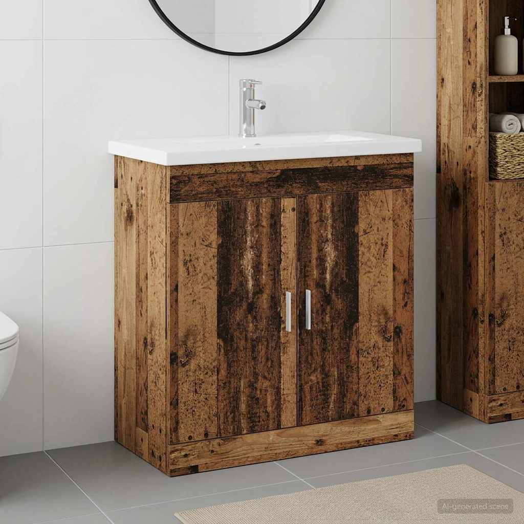 vidaXL Σετ Επίπλων Μπάνιου Παλαιωμένο ξύλο 81 x 40 x 84,5 εκ