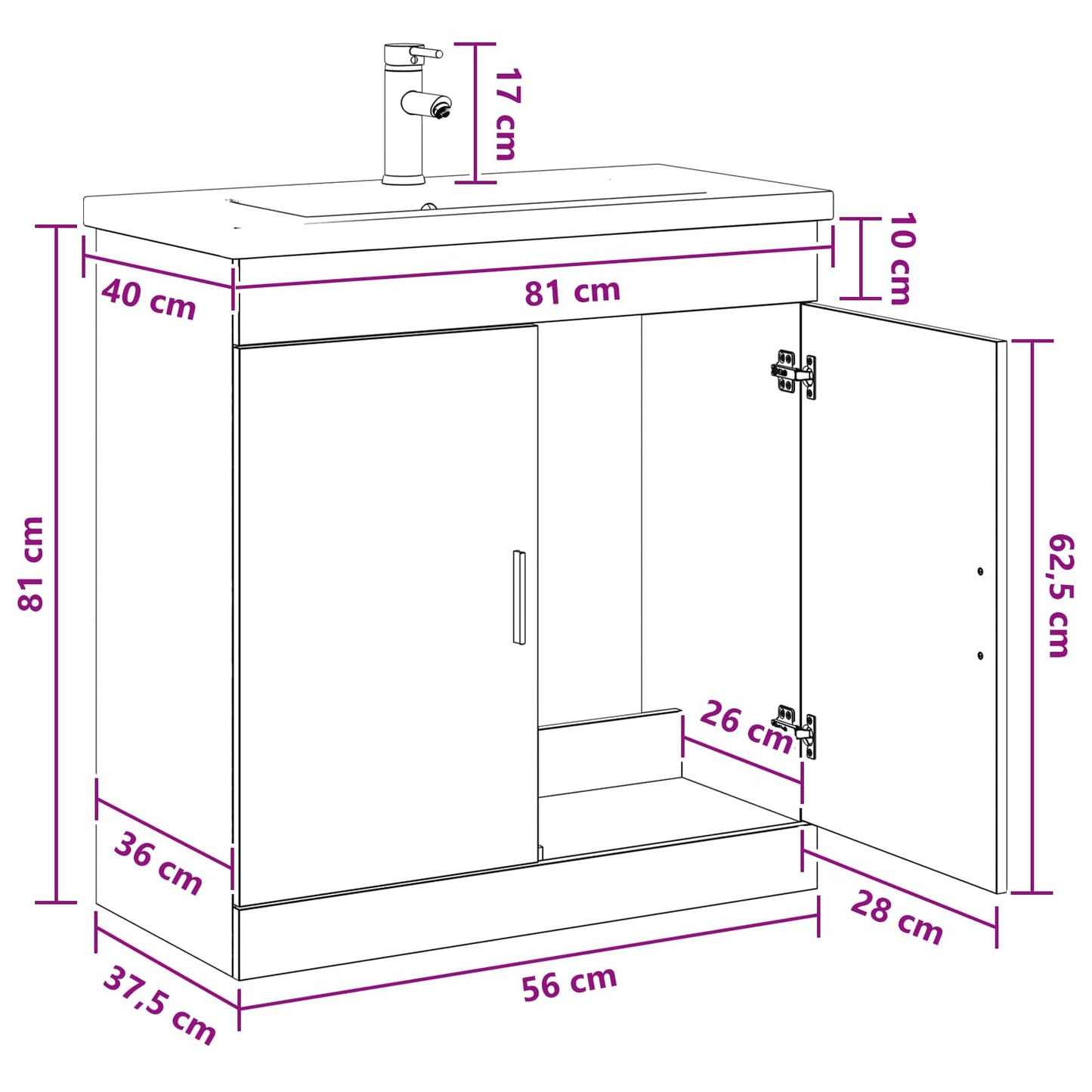 vidaXL Σετ Επίπλων Μπάνιου Παλαιωμένο ξύλο 81 x 40 x 84,5 εκ