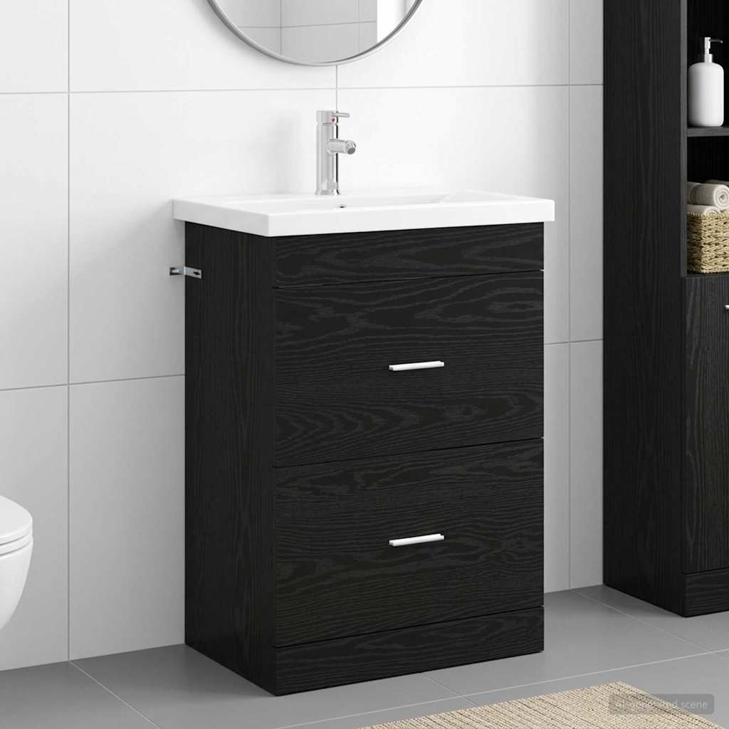 vidaXL Σετ Επίπλων Μπάνιου Μαύρη Δρυς 61 x 40 x 84,5 εκ