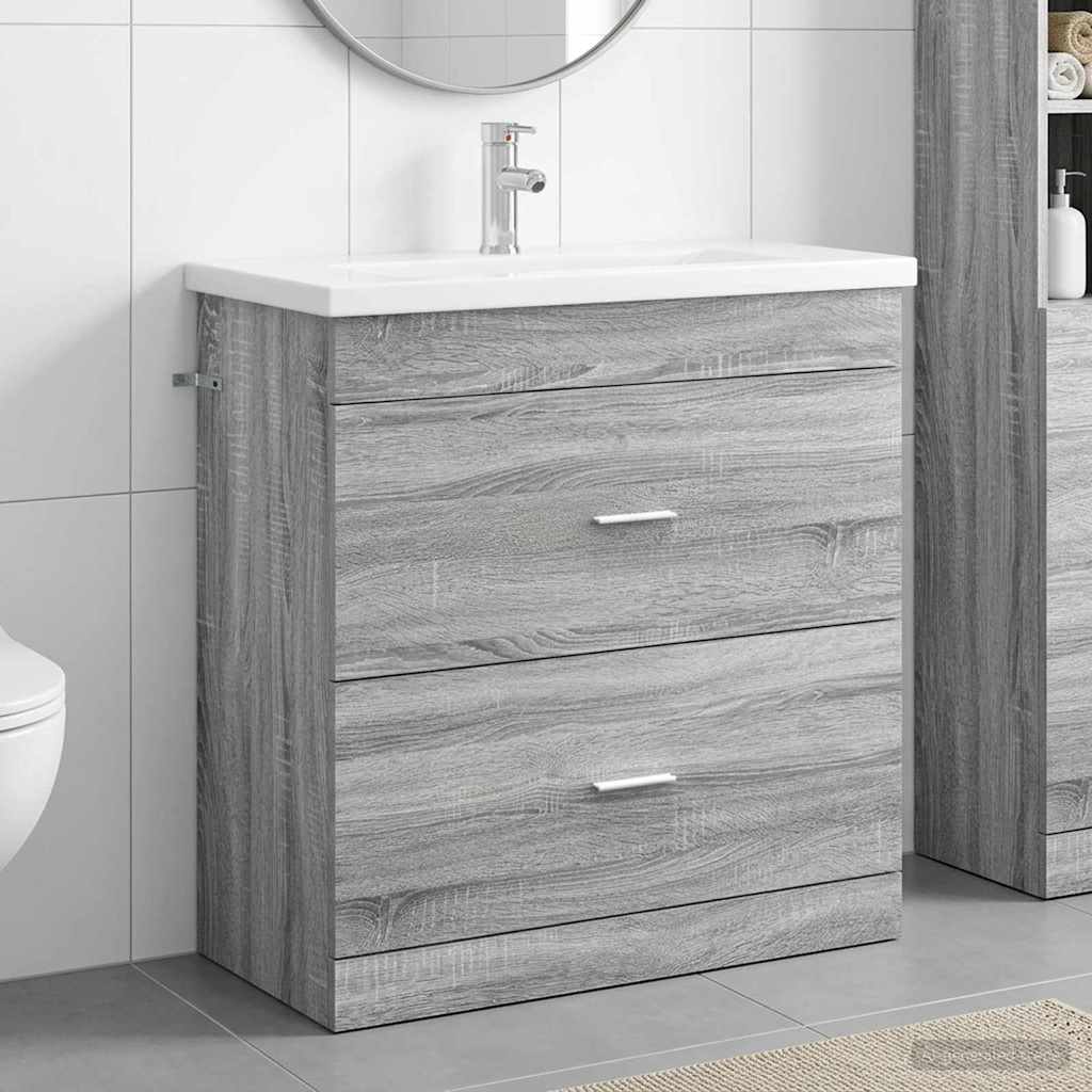 vidaXL Σετ Επίπλων Μπάνιου Γκρι Sonoma 81 x 40 x 84,5 εκ