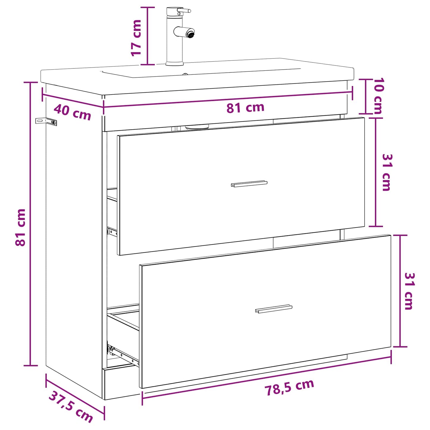 vidaXL Σετ Επίπλων Μπάνιου Γκρι Sonoma 81 x 40 x 84,5 εκ