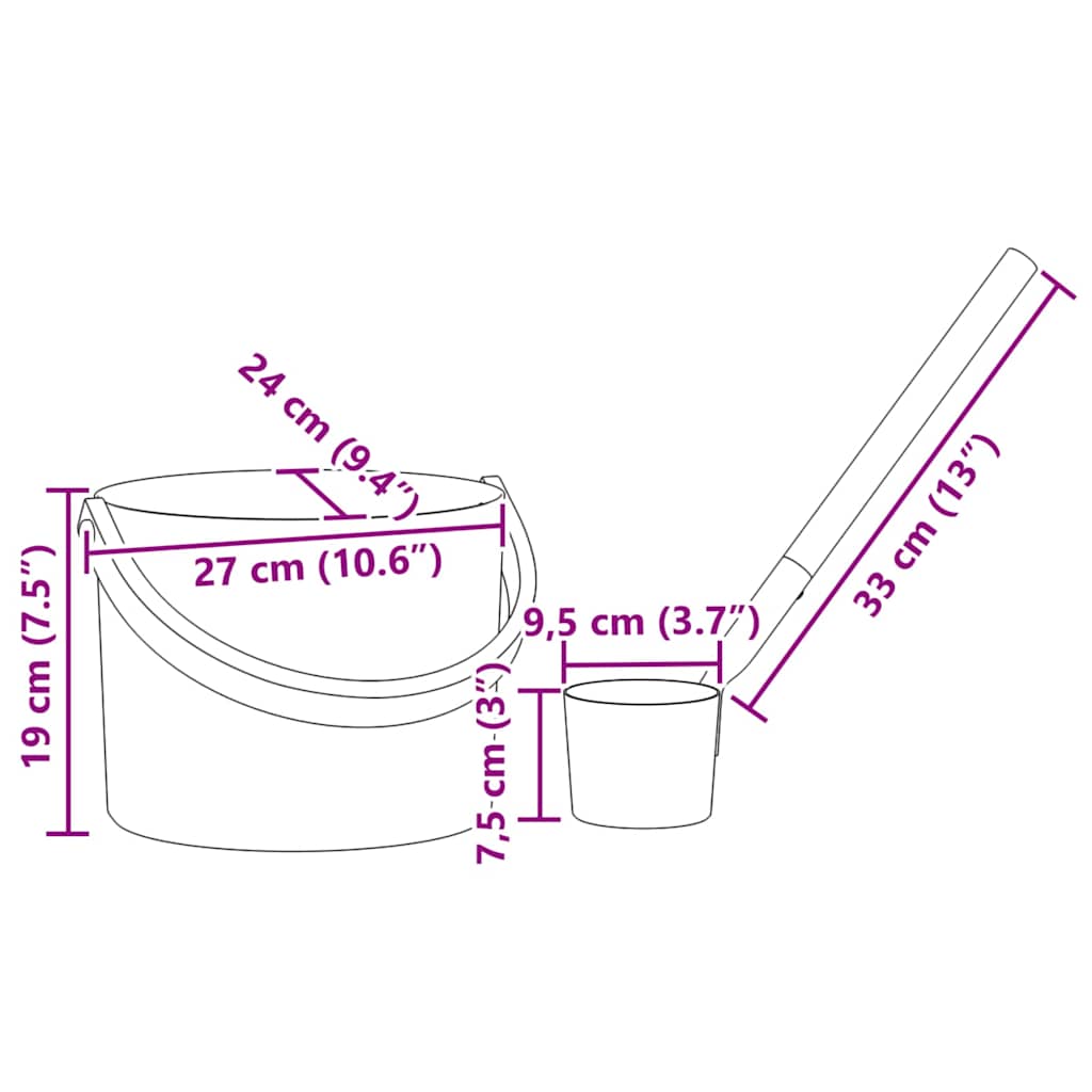 vidaXL Σετ Αξεσουάρ Σαουνάς 2 pcs Μαύρο