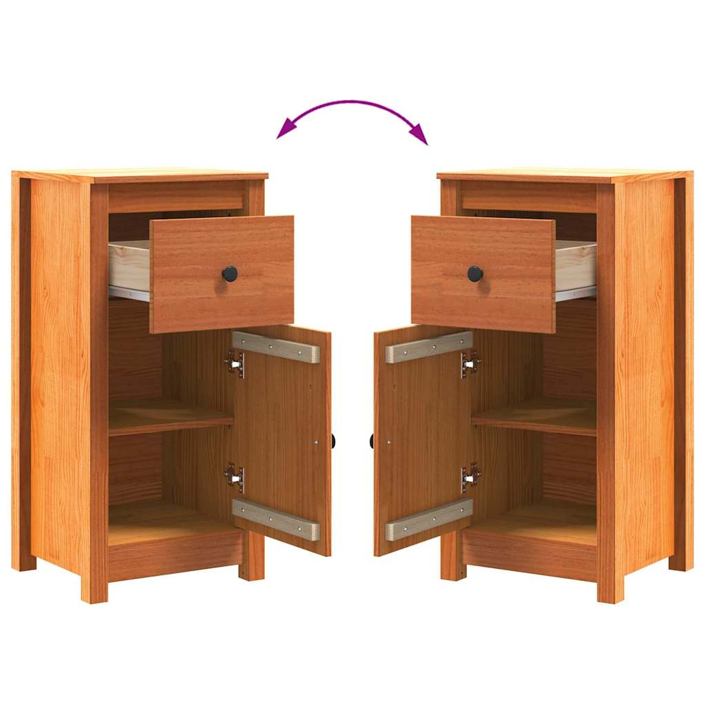 vidaXL Πλαϊνό γραφείο με συρτάρι 2 pcs Κερωτό καφέ 39 x 34,5 x 80 εκ