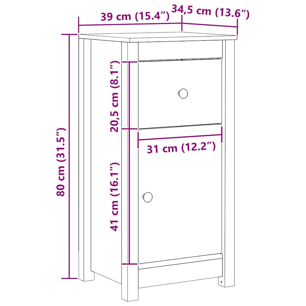 vidaXL Πλαϊνό γραφείο με συρτάρι 2 pcs Κερωτό καφέ 39 x 34,5 x 80 εκ