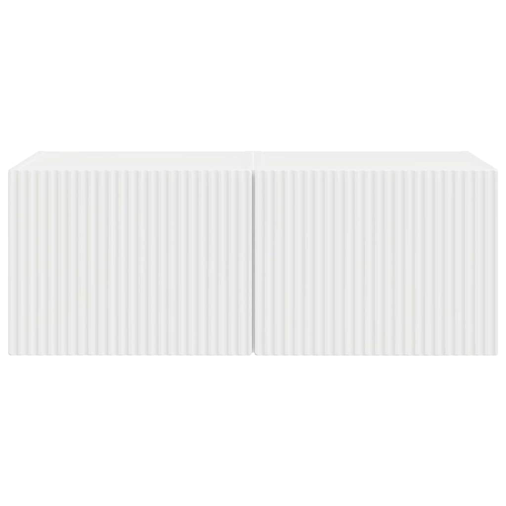 vidaXL Ντουλάπι Τηλεόρασης Τοίχου Επιτοίχιο 2 pcs Λαμπερό Λευκό