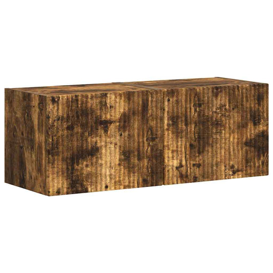 vidaXL Ντουλάπι Τηλεόρασης Τοίχου Επιτοίχιο 2 pcs Καπνιστό Δρύς