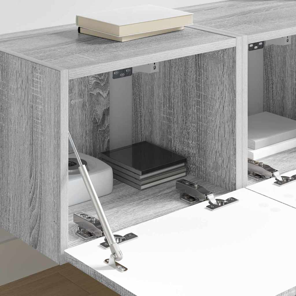 vidaXL Ντουλάπι Τηλεόρασης Τοίχου Επιτοίχιο 2 pcs Γκρίζο Σονομα