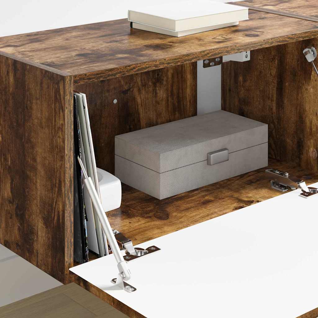 vidaXL Ντουλάπι Τηλεόρασης Τοίχου Επιτοίχιο 2 pcs Καπνιστό Δρύς