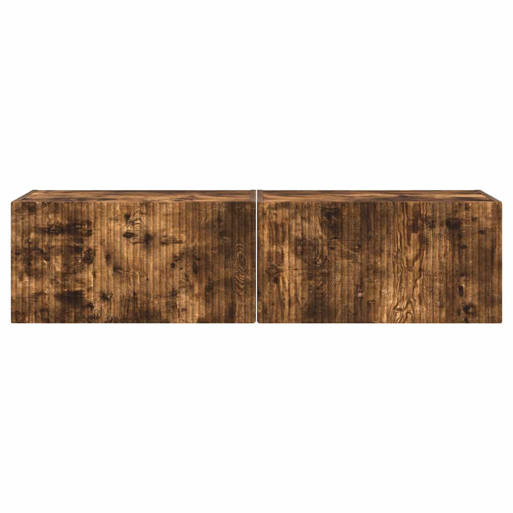 vidaXL Ντουλάπι Τηλεόρασης Τοίχου Επιτοίχιο 2 pcs Καπνιστό Δρύς