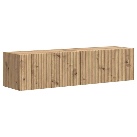 vidaXL Ντουλάπι Τηλεόρασης Τοίχου 2 pcs Καρυδιά Χειροποίητης Εργασίας