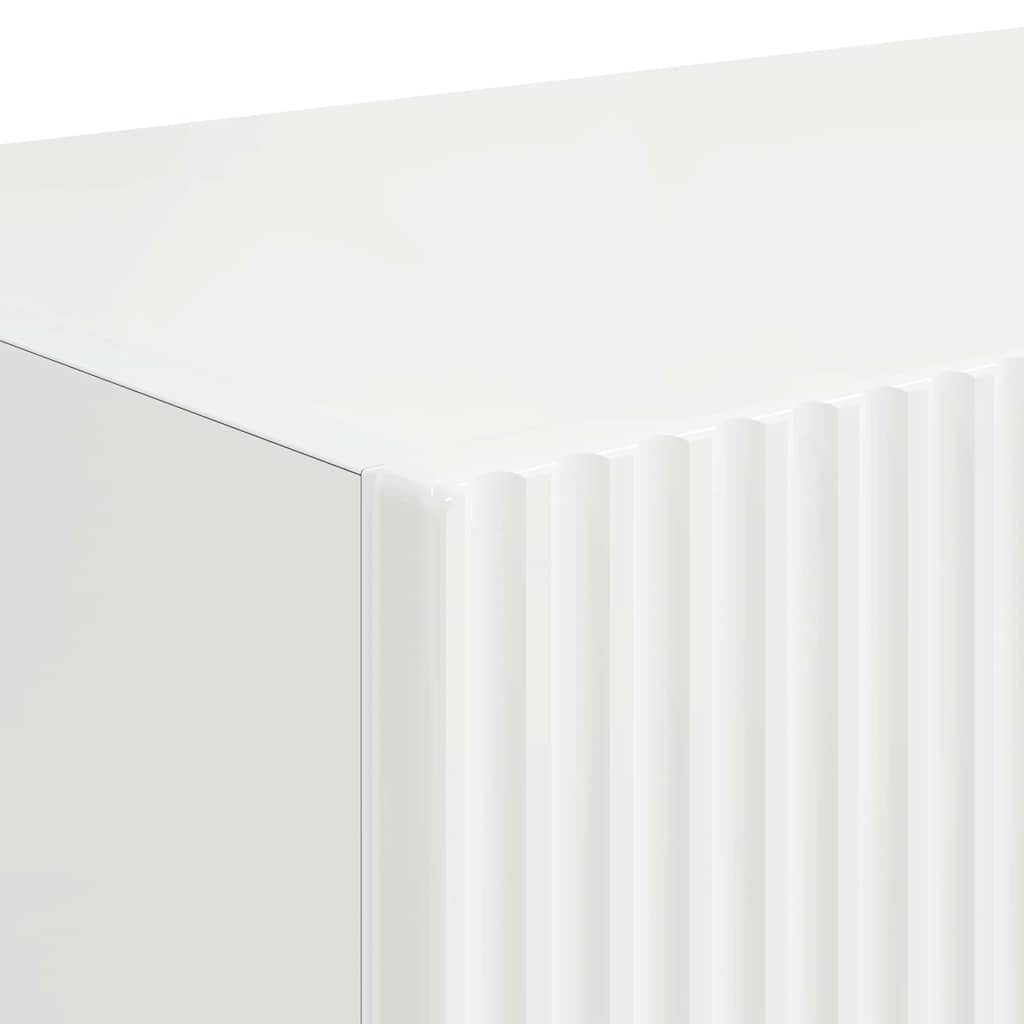 vidaXL Ντουλάπι Τηλεόρασης Τοίχου Επιτοίχιο 2 pcs Λαμπερό Λευκό