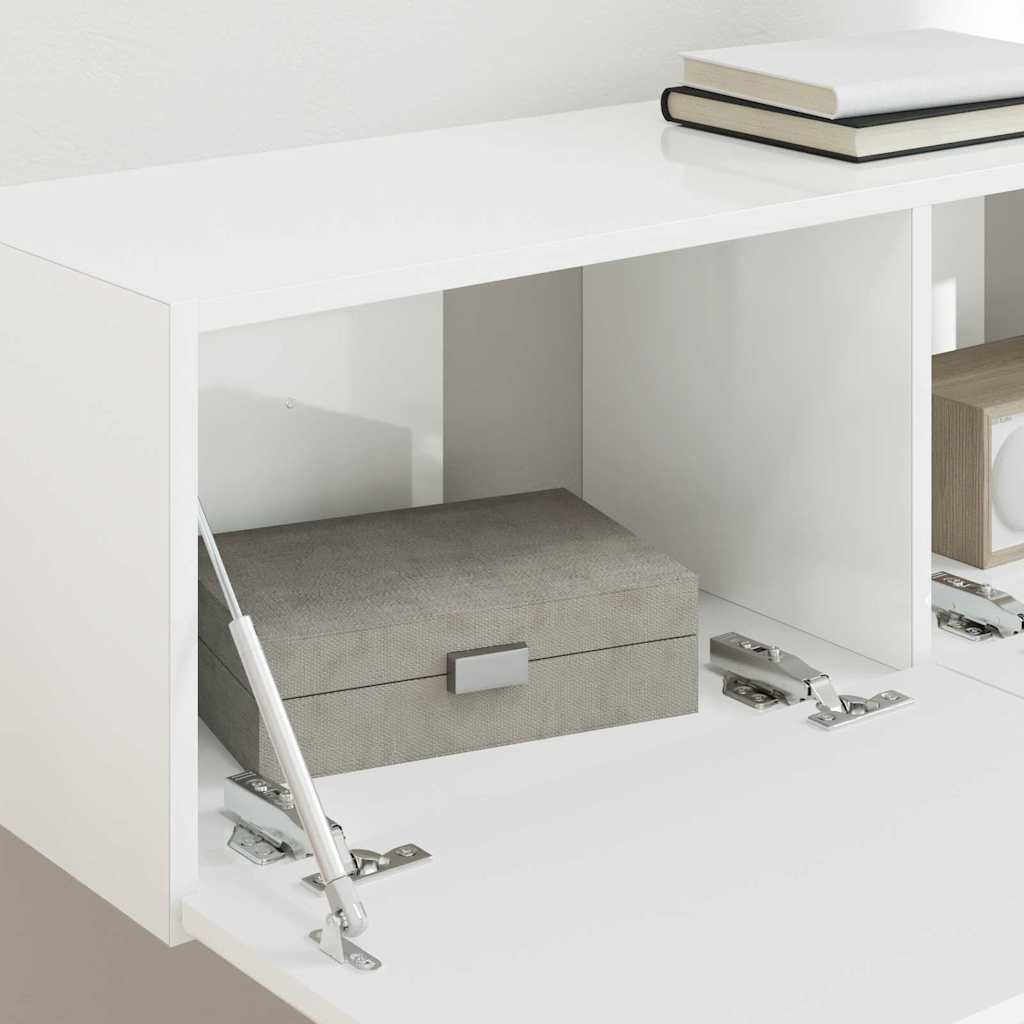 vidaXL Ντουλάπι Τηλεόρασης Τοίχου Επιτοίχιο 2 pcs Λαμπερό Λευκό