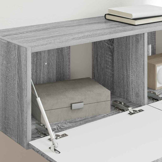 vidaXL Ντουλάπι Τηλεόρασης Τοίχου Επιτοίχιο 2 pcs Γκρίζο Σονομα