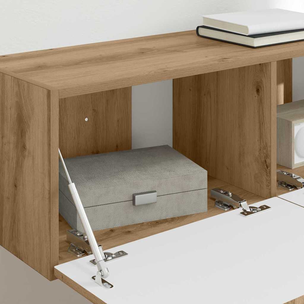 vidaXL Ντουλάπι Τηλεόρασης Τοίχου 2 pcs Καρυδιά Χειροποίητης Εργασίας