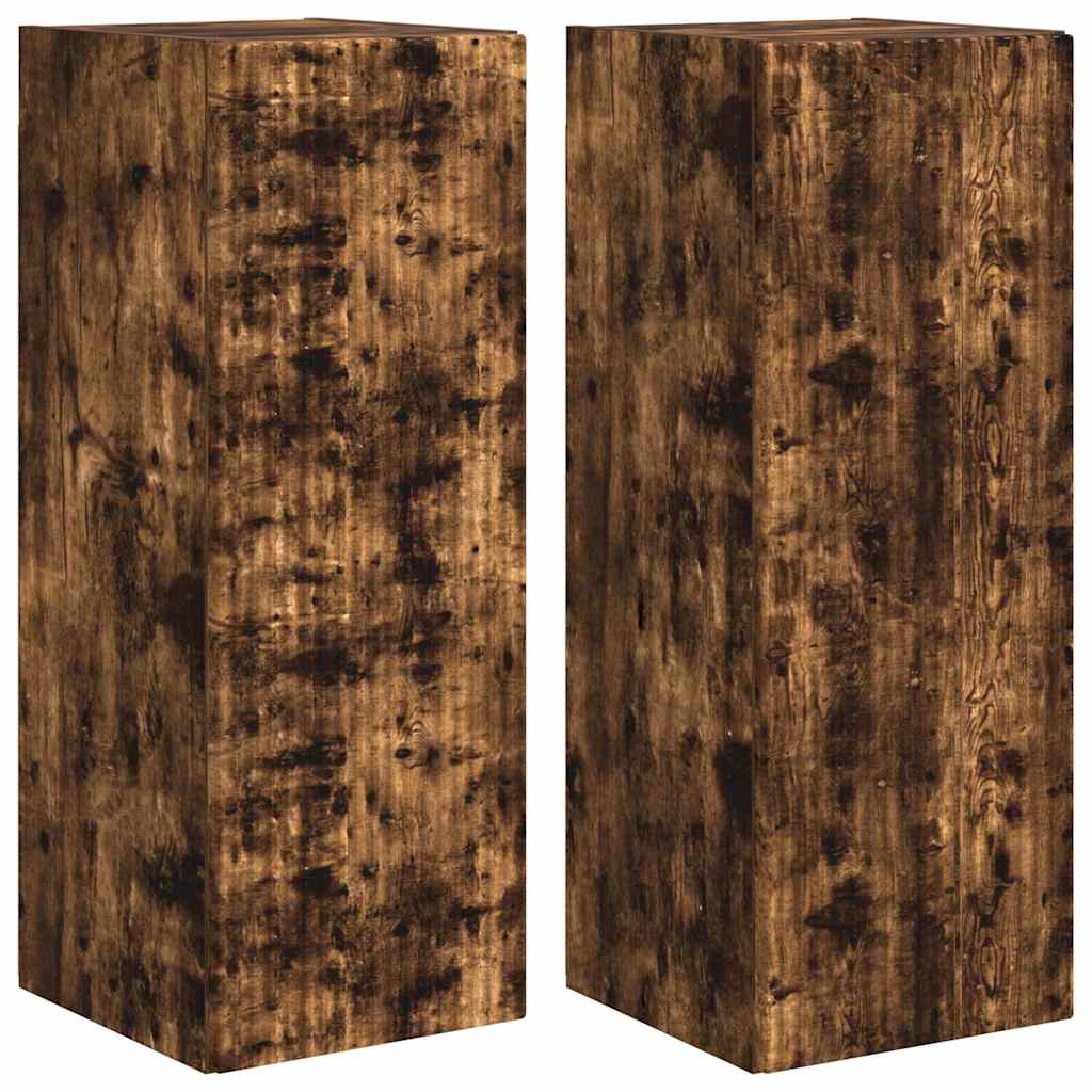 vidaXL Ντουλάπι Τηλεόρασης Τοίχου 2 pcs Καπνιστό Δρύς 30 x 31 x 80 εκ.