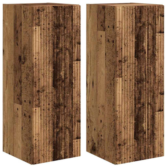 vidaXL Ντουλάπι Τηλεόρασης Τοίχου 2 pcs Παλιό Ξύλο 30 x 31 x 80 εκ.