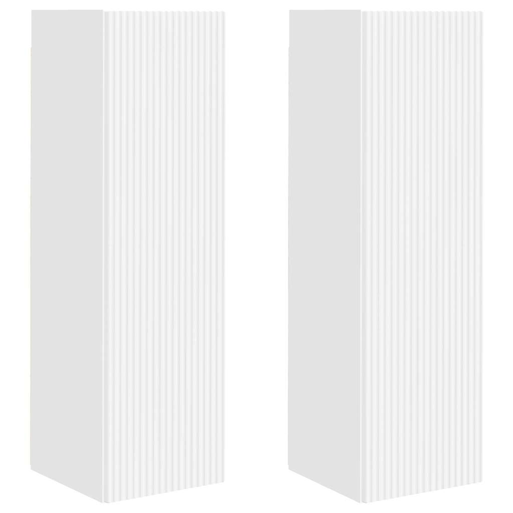 vidaXL Ντουλάπι Τηλεόρασης Τοίχου 2 pcs Λευκό 30 x 31 x 100 εκ.