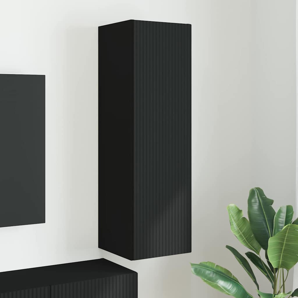 vidaXL Ντουλάπι Τηλεόρασης Τοίχου Επιτοίχιο Μαύρο 30 x 31 x 100 εκ.