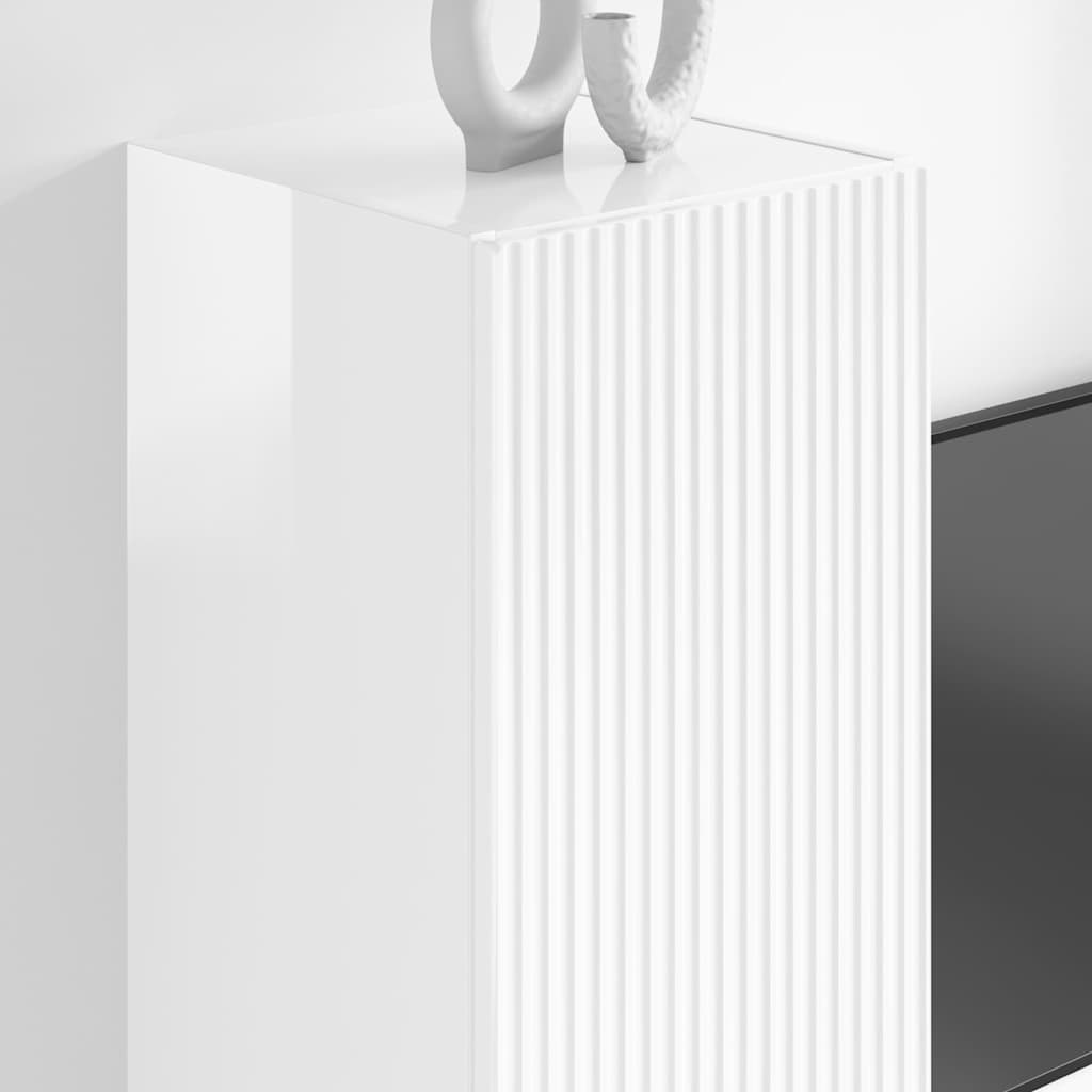 vidaXL Ντουλάπι Τηλεόρασης Τοίχου Επιτοίχιο 2 pcs Λαμπερό Λευκό