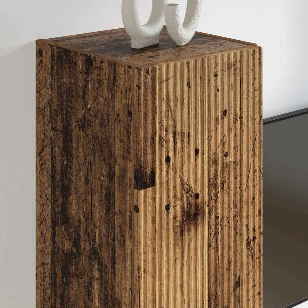 vidaXL Ντουλάπι Τηλεόρασης Τοίχου 2 pcs Παλιό Ξύλο 30 x 31 x 100 εκ.