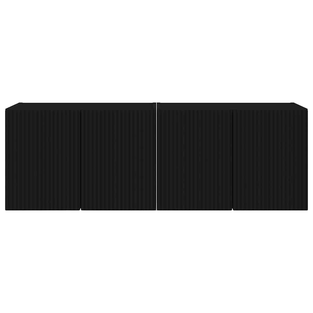 vidaXL Ντουλάπι Τηλεόρασης Τοίχου 2 pcs Μαύρο 59,5 x 31 x 40 εκ