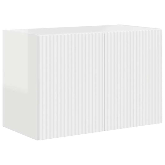 vidaXL Ντουλάπι Τηλεόρασης Τοίχου Επιτοίχιο Υψηλής γυαλάδας λευκό