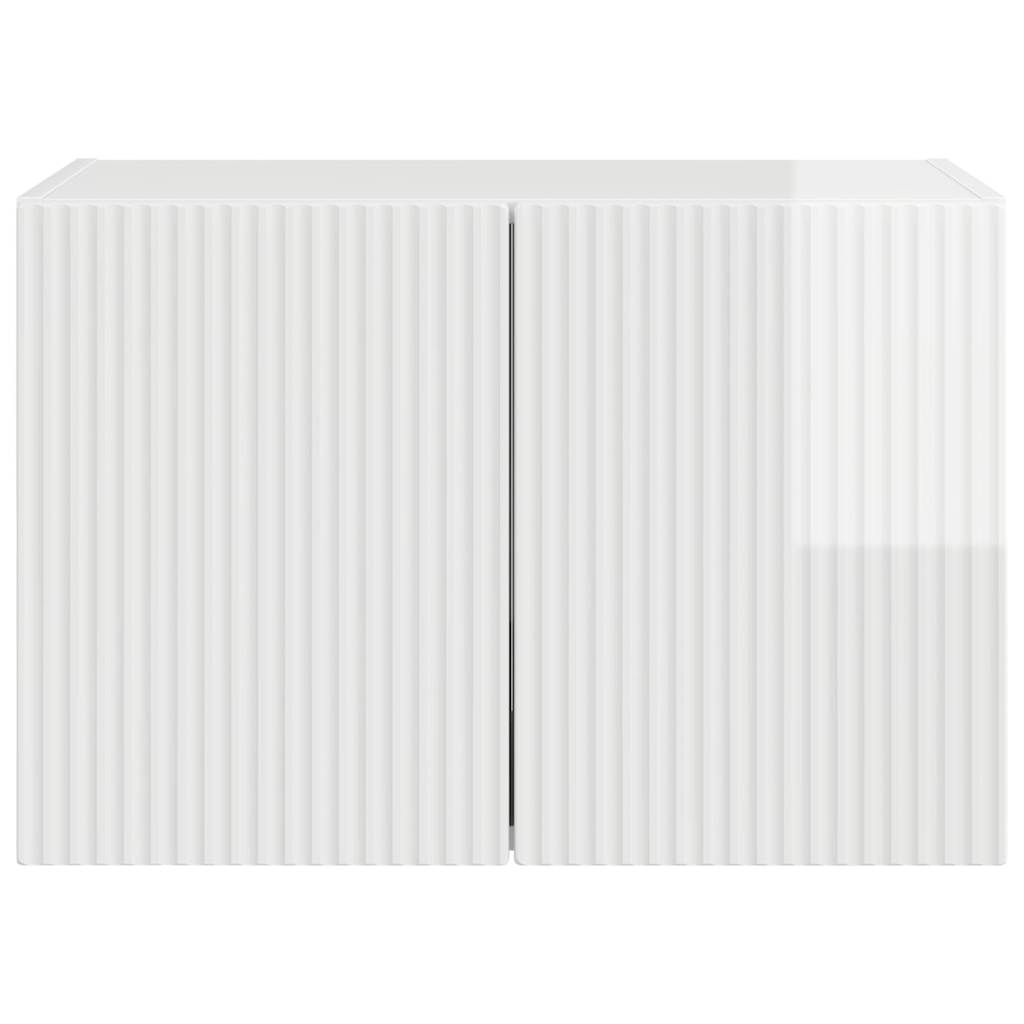 vidaXL Ντουλάπι Τηλεόρασης Τοίχου Επιτοίχιο Υψηλής γυαλάδας λευκό