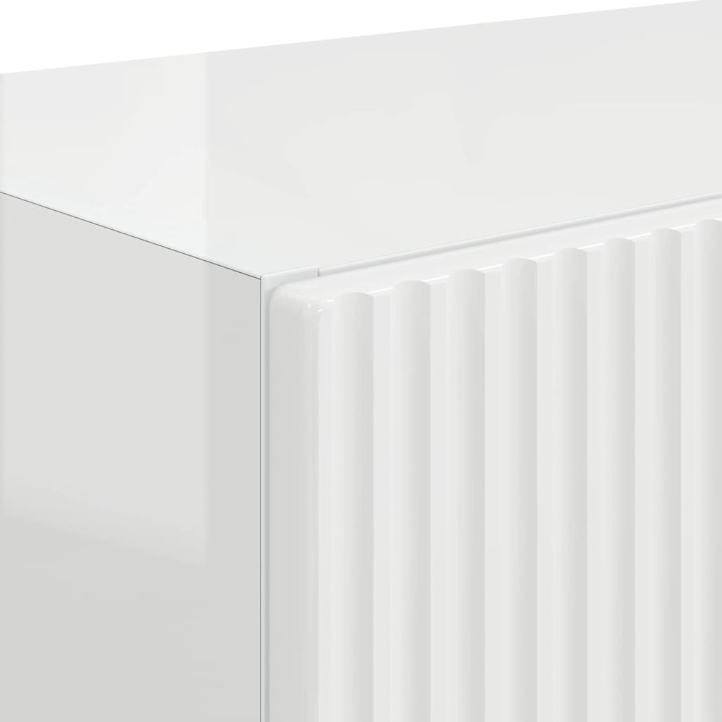 vidaXL Ντουλάπι Τηλεόρασης Τοίχου 2 pcs Υψηλής γυαλάδας λευκό