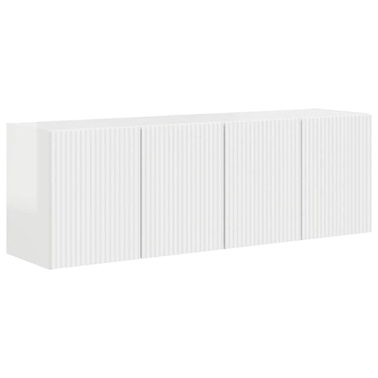 vidaXL Ντουλάπι Τηλεόρασης Τοίχου 2 pcs Υψηλής γυαλάδας λευκό