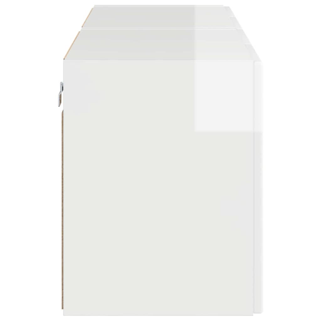 vidaXL Ντουλάπι Τηλεόρασης Τοίχου 2 pcs Υψηλής γυαλάδας λευκό