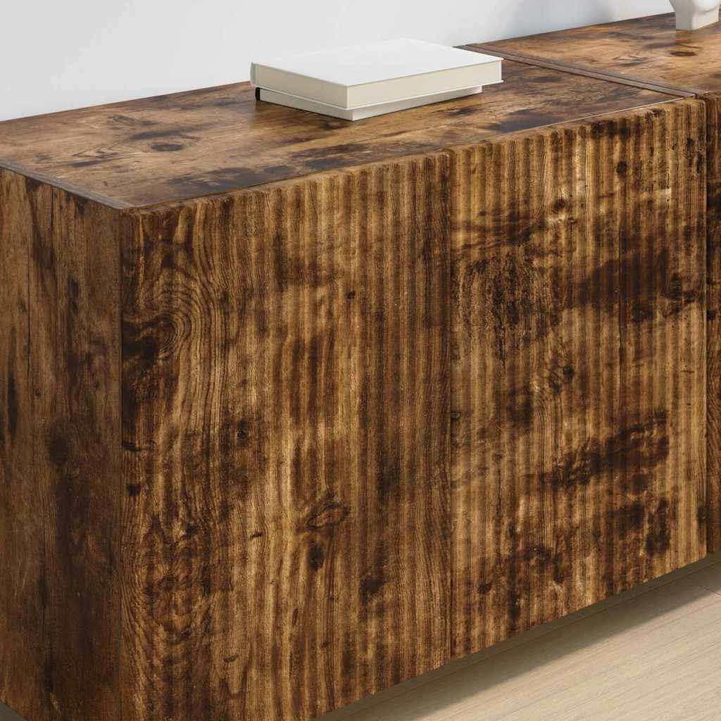 vidaXL Ντουλάπι Τηλεόρασης Τοίχου Επιτοίχιο 2 pcs Καπνιστό Δρύς