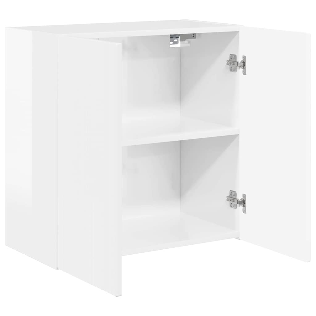 vidaXL Ντουλάπι Τηλεόρασης Τοίχου Επιτοίχιο Υψηλής γυαλάδας λευκό