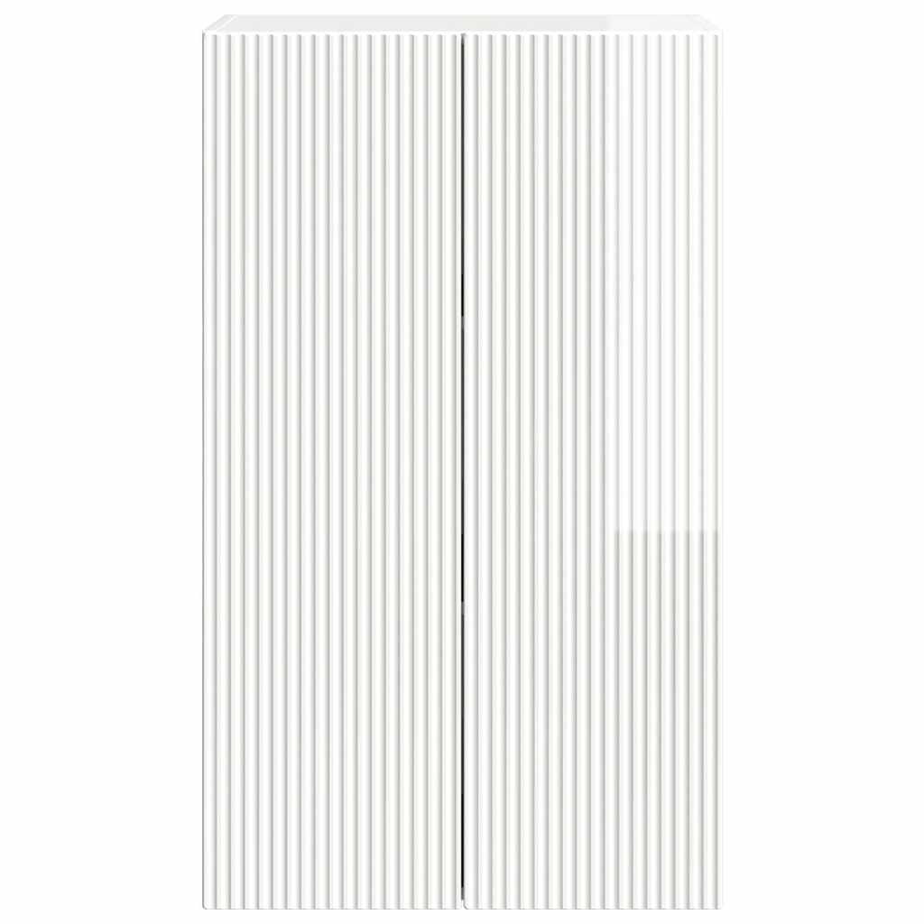 vidaXL Ντουλάπι Τηλεόρασης Τοίχου Επιτοίχιο Υψηλής γυαλάδας λευκό