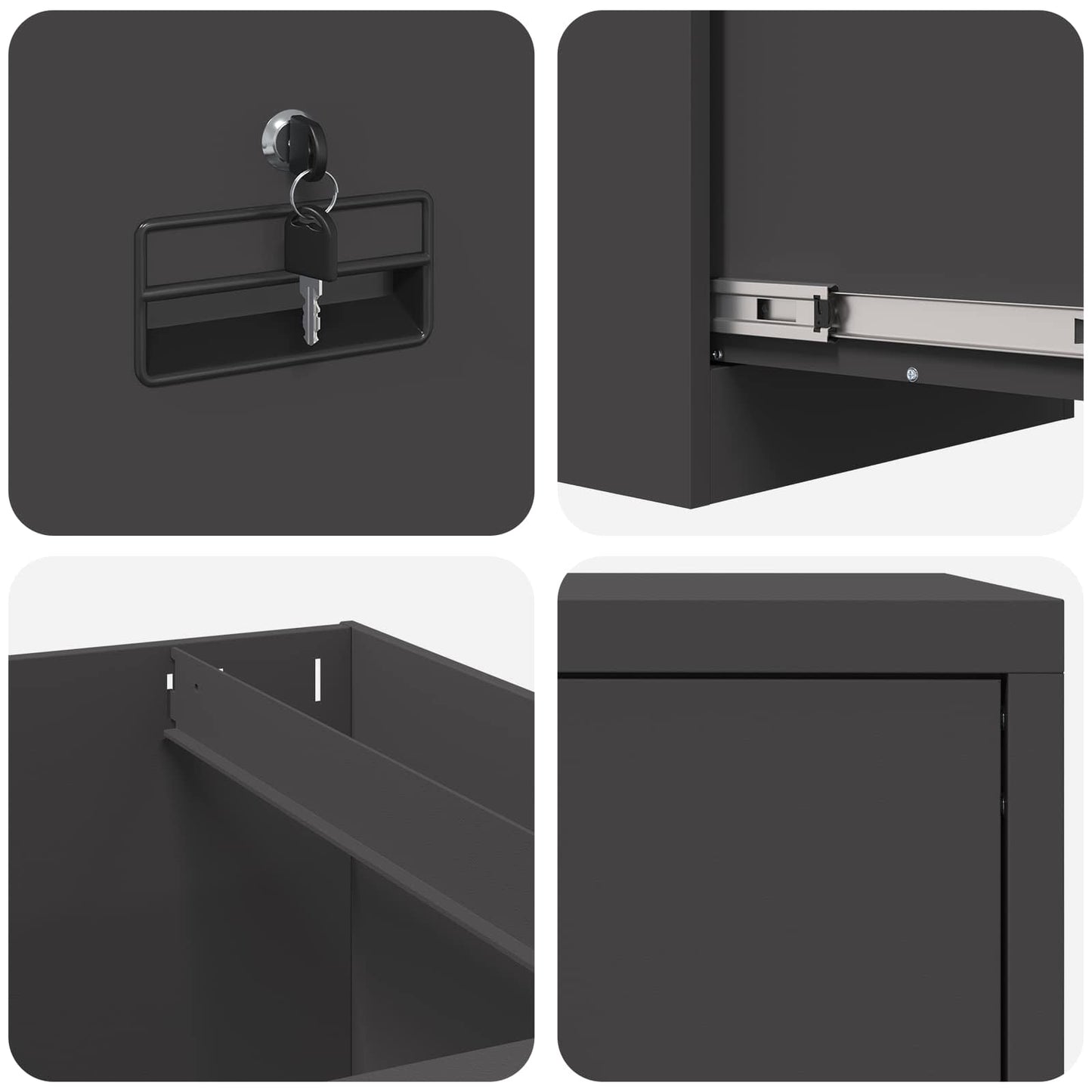 vidaXL Ντουλάπα Αρχείων Μαύρο 44 x 50 x 106.5 εκ Ψυχρής Έλασης Χάλυβας