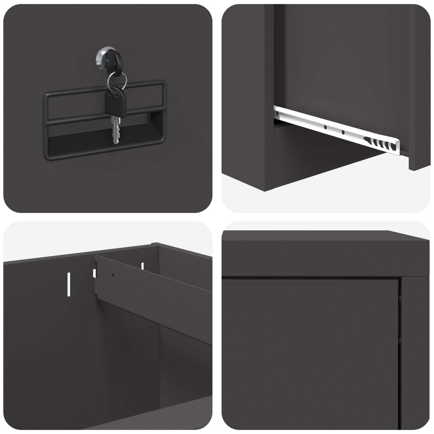 vidaXL Ντουλάπα Αρχείων Μαύρο 44 x 50 x 106.5 εκ Ψυχρής Έλασης Χάλυβας