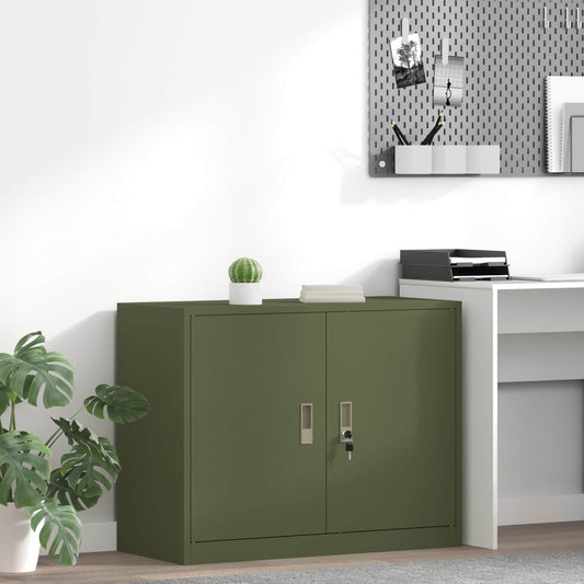 vidaXL Ντουλάπι αποθήκευσης Ελιά Πράσινη 90 x 40 x 70 cm Ατσάλι