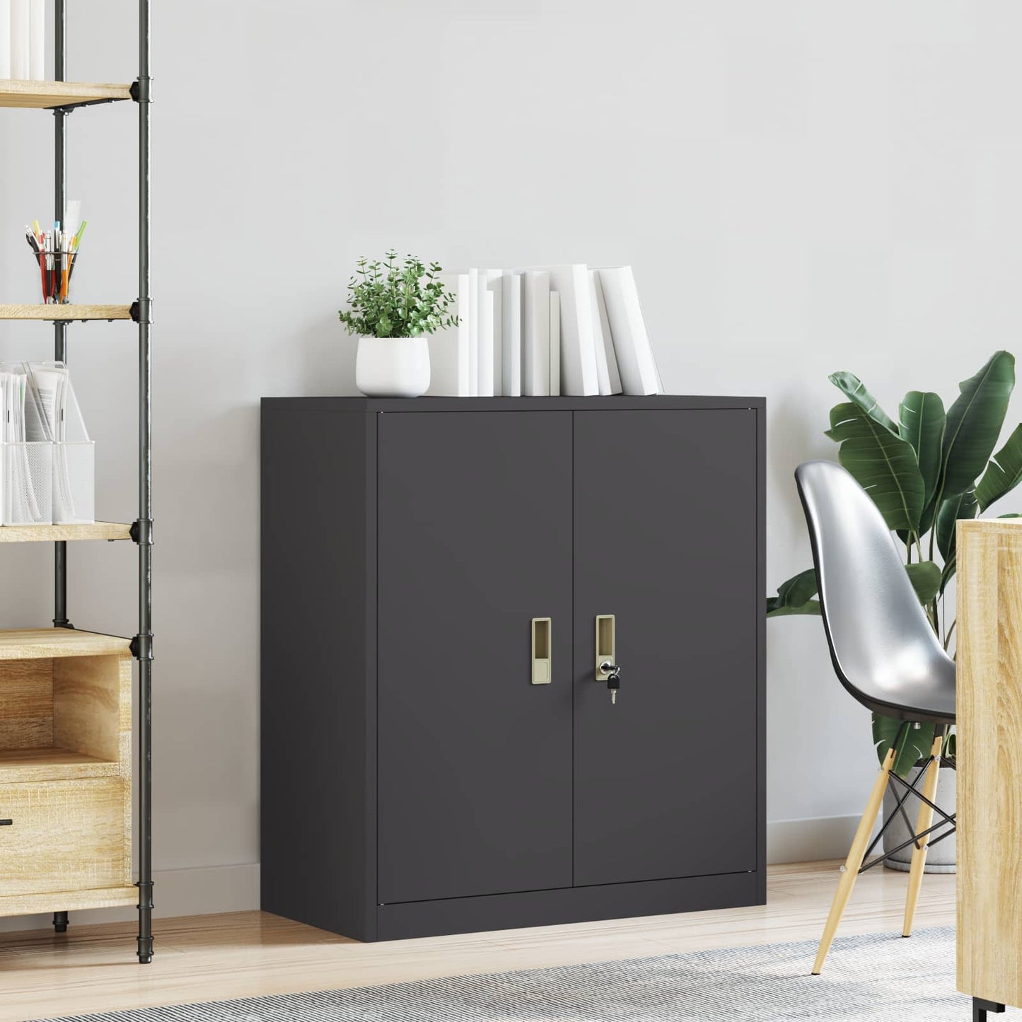 vidaXL Ντουλάπι αποθήκευσης Μαύρο 80 x 40 x 90 εκ Ατσάλι