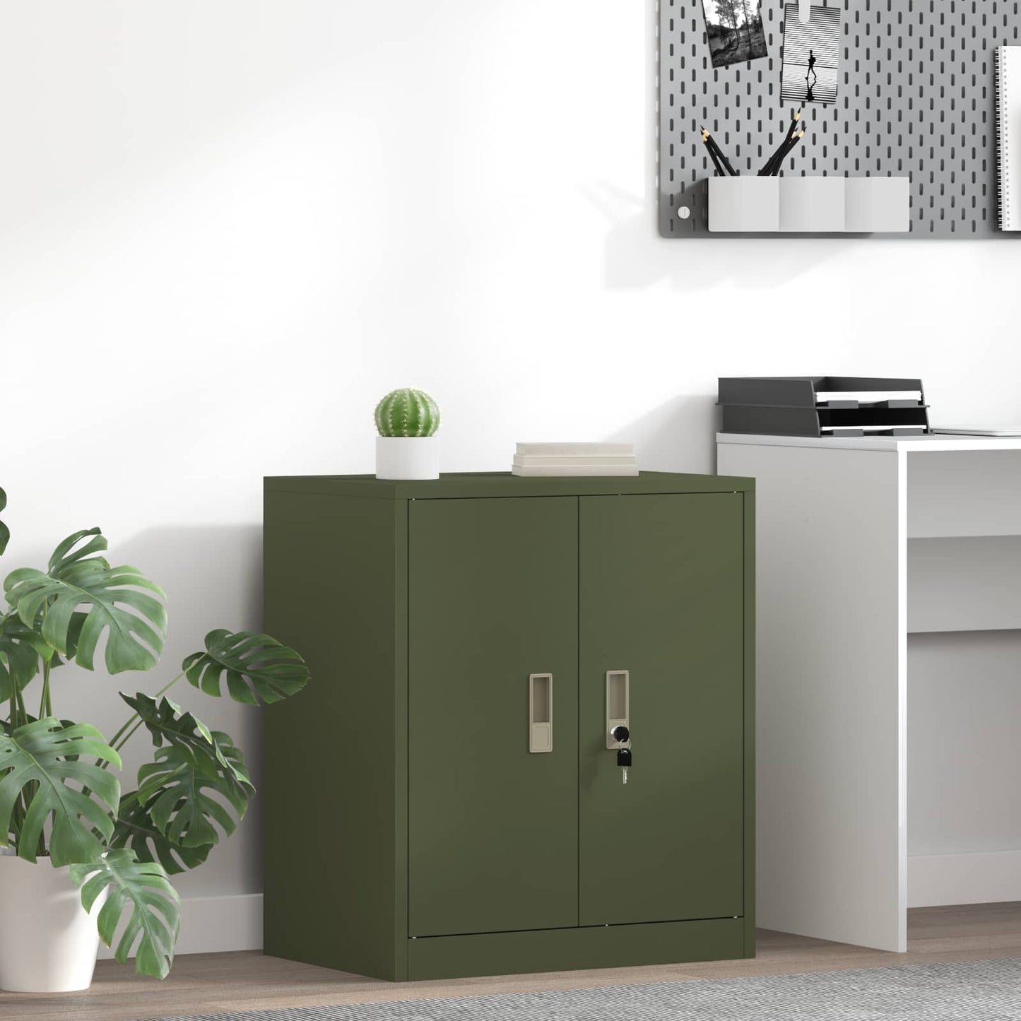 vidaXL Ντουλάπι αποθήκευσης Ελιά Πράσινη 60 x 40 x 70 εκ. Ατσάλι