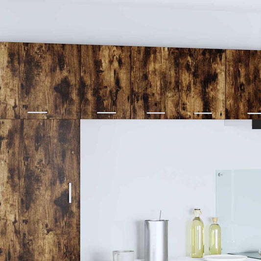 vidaXL Κρεμαστό ντουλάπι με πόρτα Riga 2 pcs Καπνιστός Δρυς και Λευκό