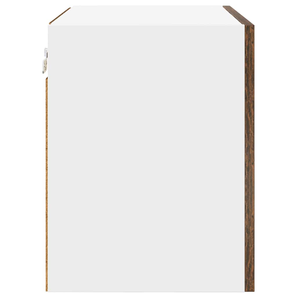 vidaXL Κρεμαστό ντουλάπι με ράφι Riga Καπνιστός Δρυς και Λευκό