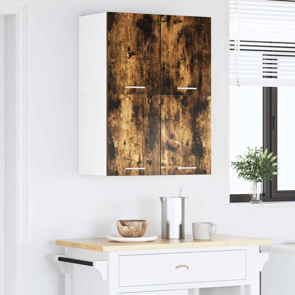 vidaXL Κρεμαστό ντουλάπι Riga Καπνιστός Δρυς και Λευκό 60 x 31 x 40 εκ