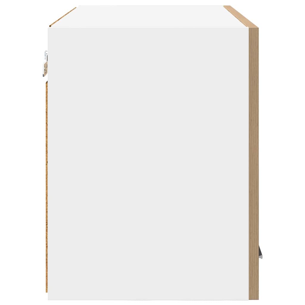 vidaXL Κρεμαστό ντουλάπι με ράφι Riga Χειροποίητη Δρυς και Λευκό