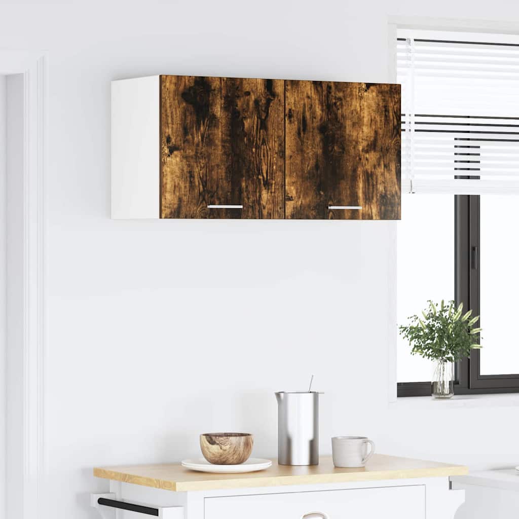 vidaXL Κρεμαστό ντουλάπι με ράφι Riga Καπνιστό Δρύς 80 x 31 x 40 εκ