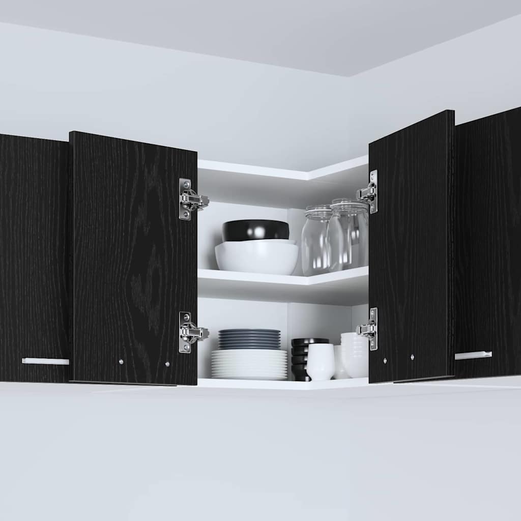 vidaXL Κρεμαστό ντουλάπι Riga Μαύρος Δρυς και Λευκό 57 x 57 x 40 εκ.