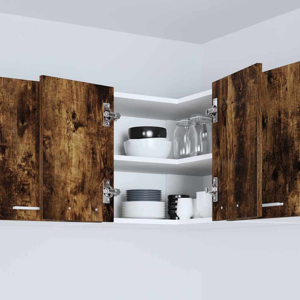 vidaXL Κρεμαστό ντουλάπι με ράφι Riga Καπνιστός Δρυς και Λευκό