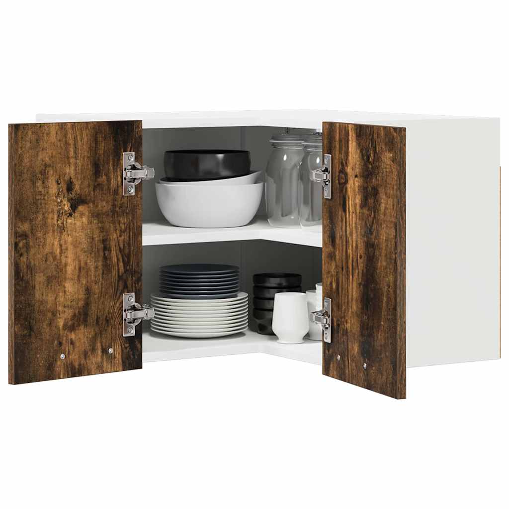 vidaXL Κρεμαστό ντουλάπι με ράφι Riga Καπνιστός Δρυς και Λευκό