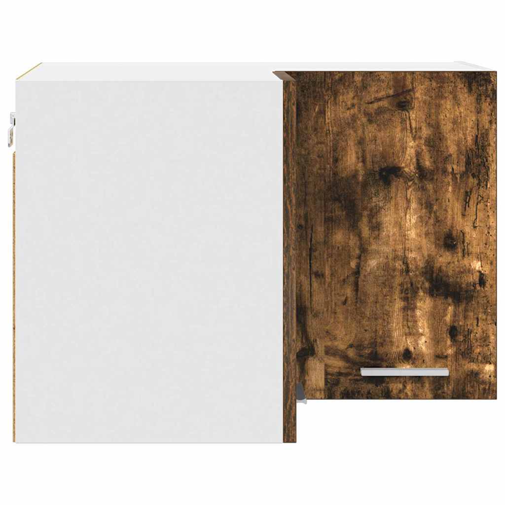 vidaXL Κρεμαστό ντουλάπι με ράφι Riga Καπνιστός Δρυς και Λευκό